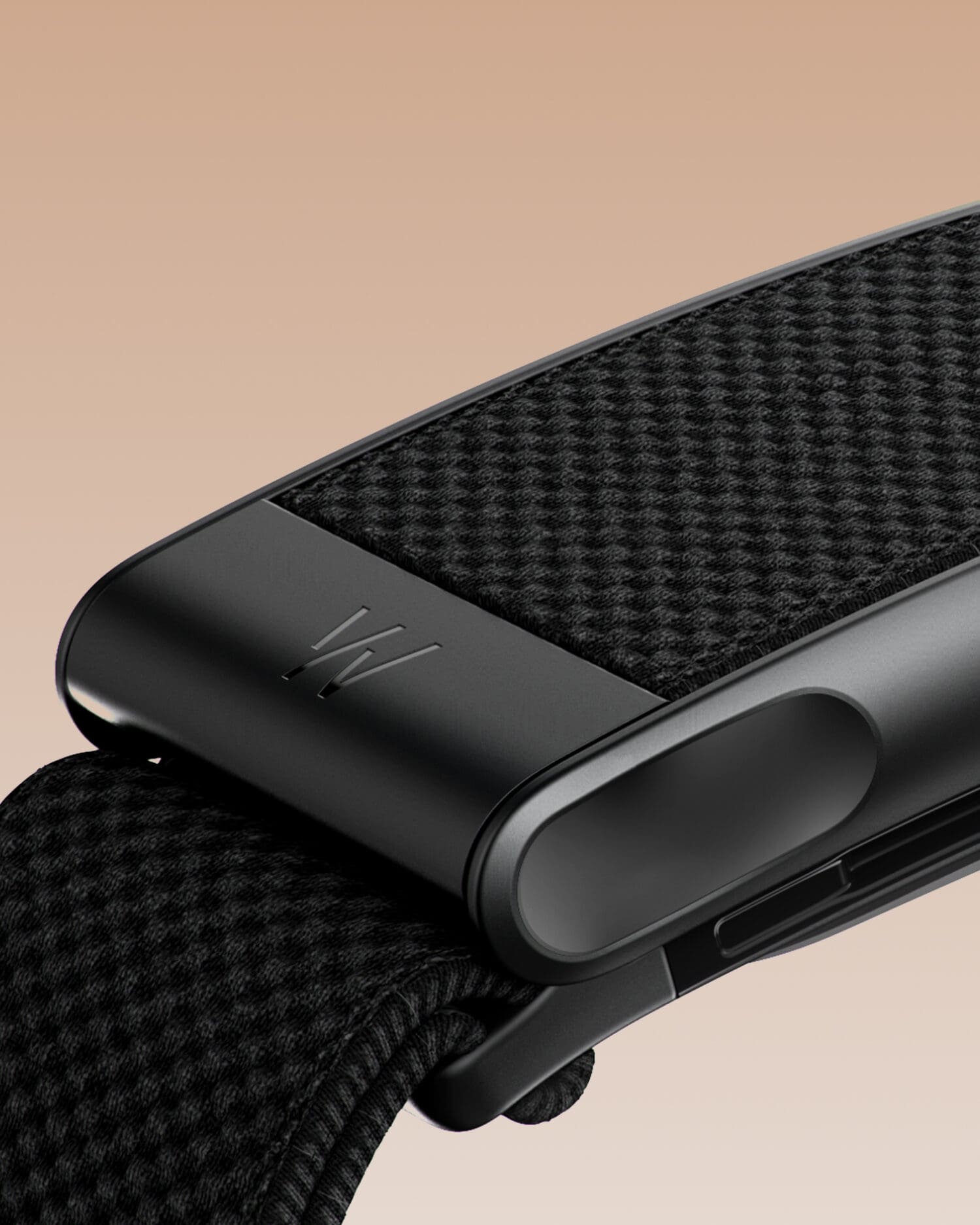 Sleek black WHOOP biometric wearable device designed for continuous wellness tracking