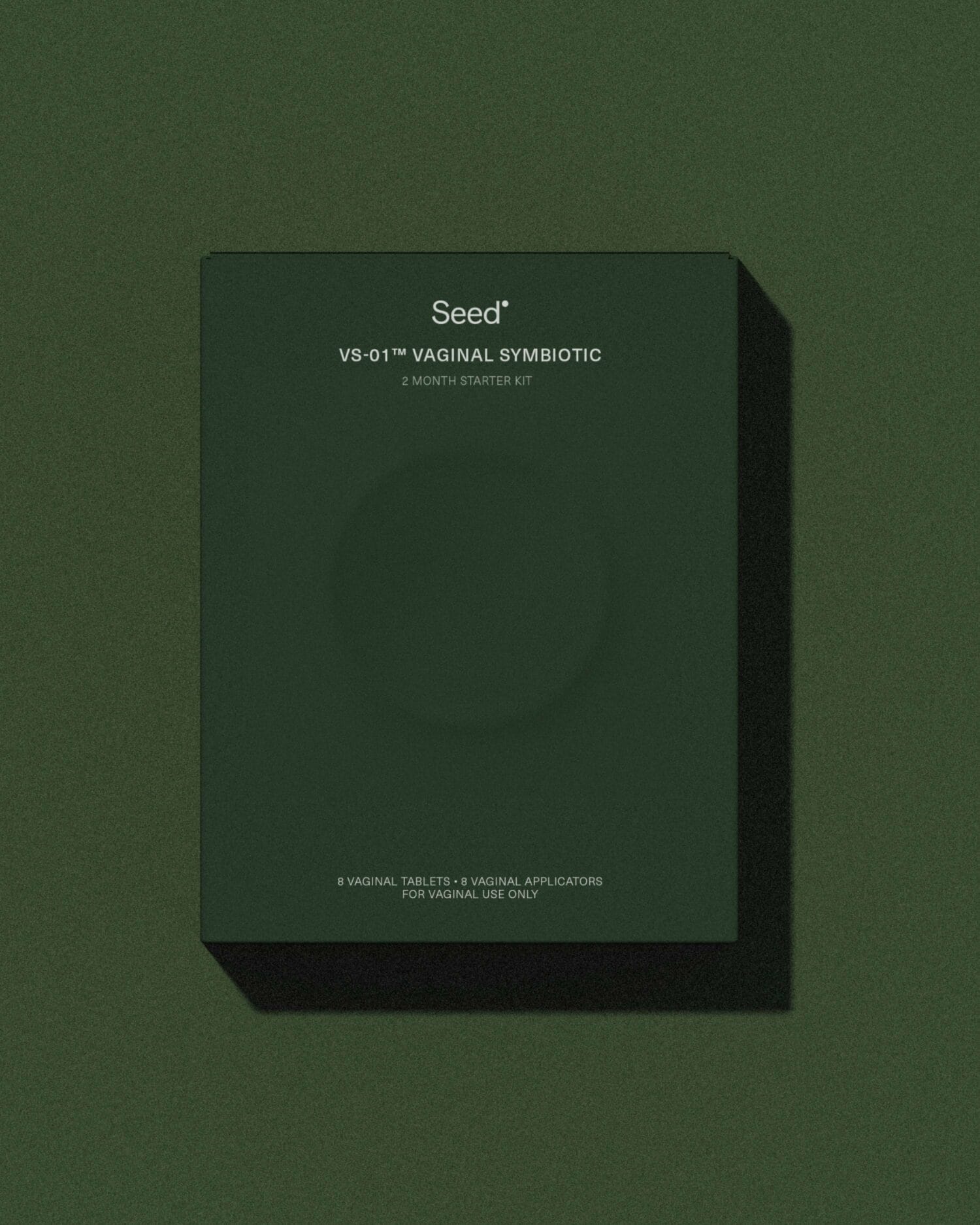 Dark green Seed VS-01 Vaginal Symbiotic 2-month starter kit box