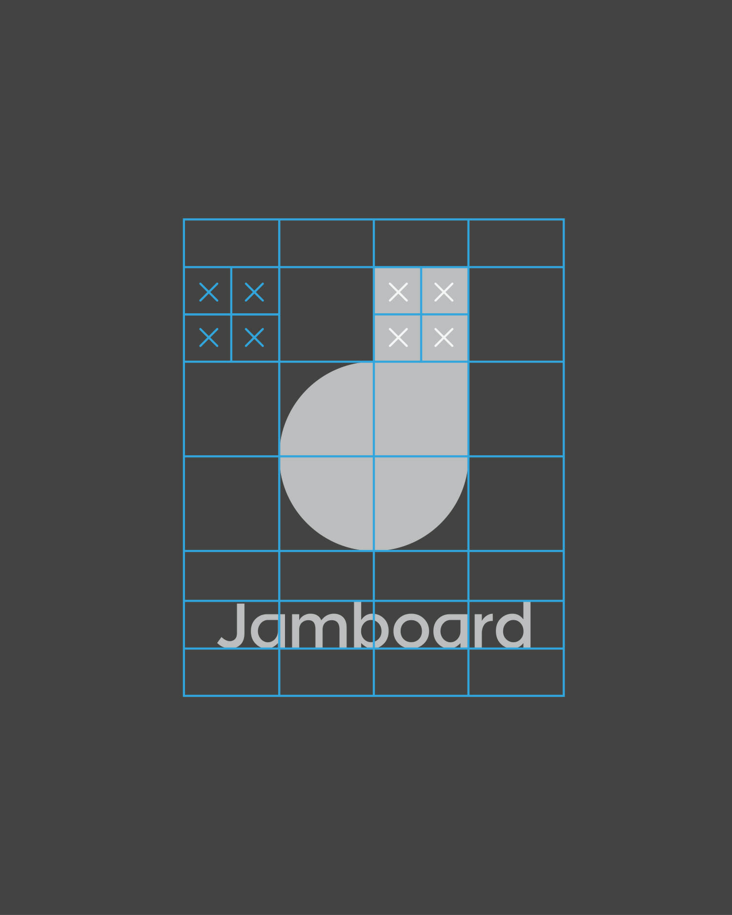 Minimalist graphic sketch featuring the Google Jamboard logo on a white background, representing the collaborative digital whiteboard ecosystem.